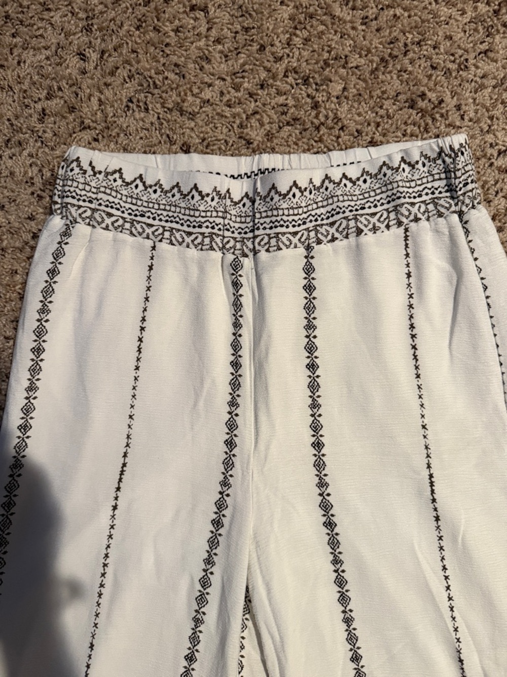 Benin size 8 white and brown wide leg palazzo pants - Picture 3 of 4